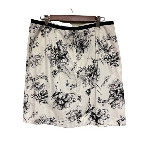 Eddie Bauer Black White Floral Skirt 100% Cotton Short Women's Size 16 - Picture 2 of 6
